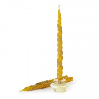скрутка из трех конусных свечей №30, жёлтая, с травами зверобой и крапива