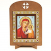 Икона деревянная на подставке, в рамке со стразами 11х13, Казанская №34