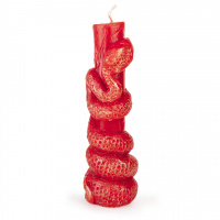 свеча формовая, змея обвитая вокруг свечи, красная