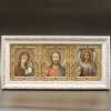 Икона 30x12 (KUT) багет БЕЛЫЙ, вставка с камнями, ТРИПТИХ
