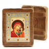 Икона деревянная под старину ВИЗАНТИЙСКАЯ 7х10, Казанская 1
