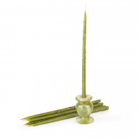 свеча восковая конусная №20, зелёная, с травами клевер, мята, базилик