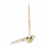 скрутка из трех конусных свечей №30, белая, с травами лаванда, василек, шалфей