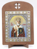 Икона 11x13 (ERM) деревянная, вставка металл, Николай Чудотворец