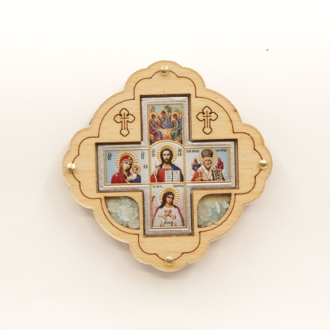 Авто ЛИПУЧКА 6х6см, КРЕСТ 5 икон