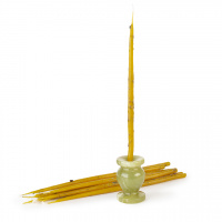 свеча восковая конусная №20, жёлтая, с травами зверобой и крапива