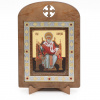 Икона деревянная на подставке, в рамке со стразами 11х13, Спиридон Тримифунтский