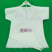 крестильная рубашка и косынка для девочки от 2 до 3х лет, розовая