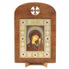 Икона деревянная на подставке, в рамке со стразами 7х10, Казанская (металл визант)