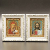 Иконы 10x12 (KUT) багет БЕЛЫЙ, вставка с камнями, ПАРА №34