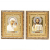 Икона 15x18 (KUT) багет ЗОЛОТО, вставка с камнями, ПАРА №1 (бел)