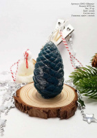 свеча формовая рождественская шишка, синяя