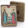 Икона деревянная под старину 13х17, Петр и Феврония (рост)