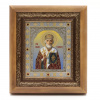 КИОТ 11х13 ДЕРЕВО, ЗОЛОТОЙ багет, Вставка металл, Николай Чудотворец
