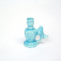 подсвечник керамический "ваза с голубем", голубой