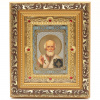 Икона 10x12 (KUT) багет ЗОЛОТО, вставка с камнями, Николай Чудотворец