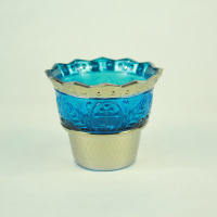 лампада "стаканчик с узором "ландыш", голубое стекло