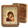 Икона деревянная под старину ВИЗАНТИЙСКАЯ 7х10, Казанская 3