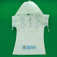 крестильная рубашка и чепчик для младенца до 1 года, голубое шитье
