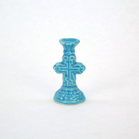 подсвечник керамический "крест малый с горлышком" голубой