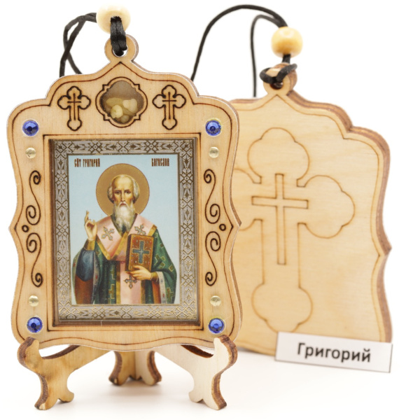 Авто икона (ERM) с подставкой 4х3,5см, Григорий