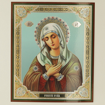 Лик полигр. 15х18, Умиление (на голубом фоне), (золото, серебро)