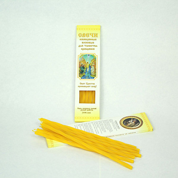 Свеча витая тонкая (D12, 100% воск) в коробочке по 7шт, Для таинства крещения