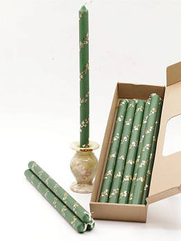 Свечи праздничные №4 (уп 10шт), ЗЕЛЁНЫЕ (Золотая лоза)