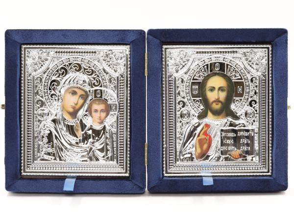 Складень (ERM) 15х18 бархат СИНИЙ, РИЗА серебро