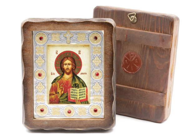 Икона 7х10 (ERM) деревянная под старину ВИЗАНТИКОС, Спаситель 4