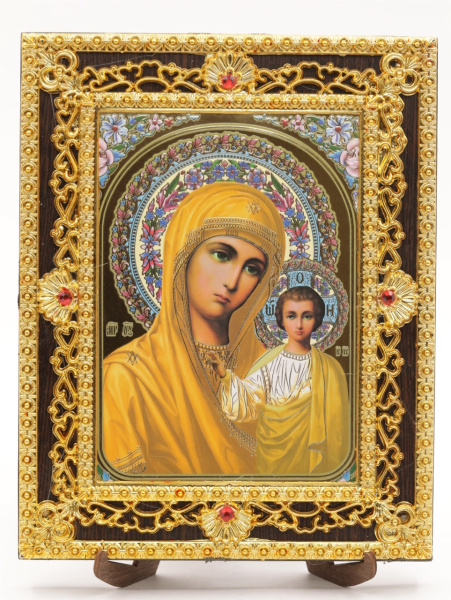 Икона 15x18 (ERM) на планшете, ЗОЛОТОЙ АЖУР, Казанская №1 (желт) (2)