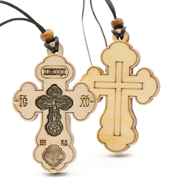 Авто ПОДВЕСКА (ERM) КРЕСТ фигурный, 6х4см, ЗОЛОТО