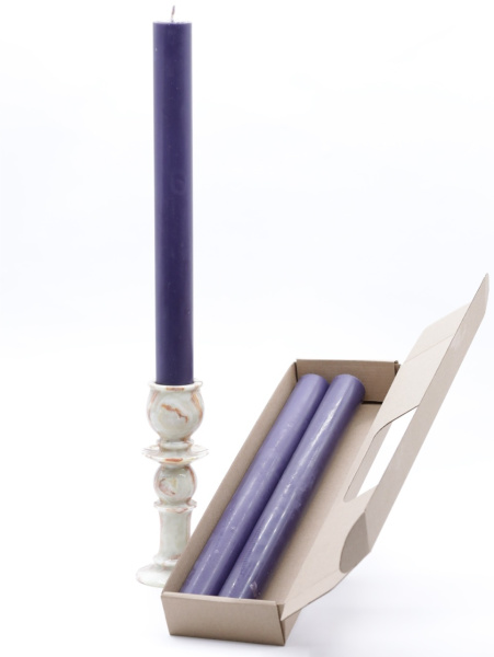 Свечи-столбики, 3шт в коробочке (35см, D35, 15ч), ФИОЛЕТОВЫЕ