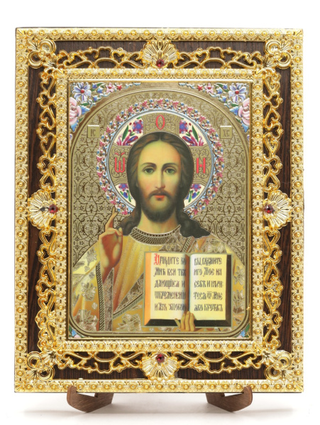 Икона 17x22 (ERM) на планшете, ЗОЛОТОЙ АЖУР, Спаситель №2