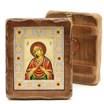 Икона 7х10 (ERM) деревянная под старину ВИЗАНТИКОС, Семистрельная (красн)