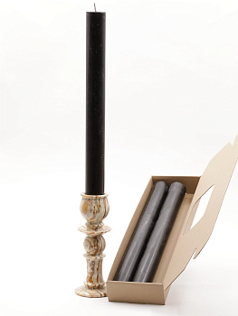 Свечи-столбики, 3шт в коробочке (35см, D35, 15ч), ЧЕРНЫЕ