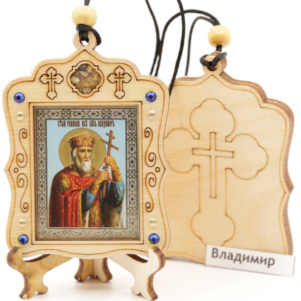 Авто икона (ERM) с подставкой 4х3,5см, Владимир