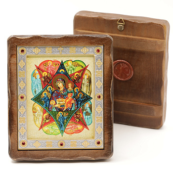 Икона 11х13 (ERM) деревянная под старину ВИЗАНТИКОС, Неопалимая Купина