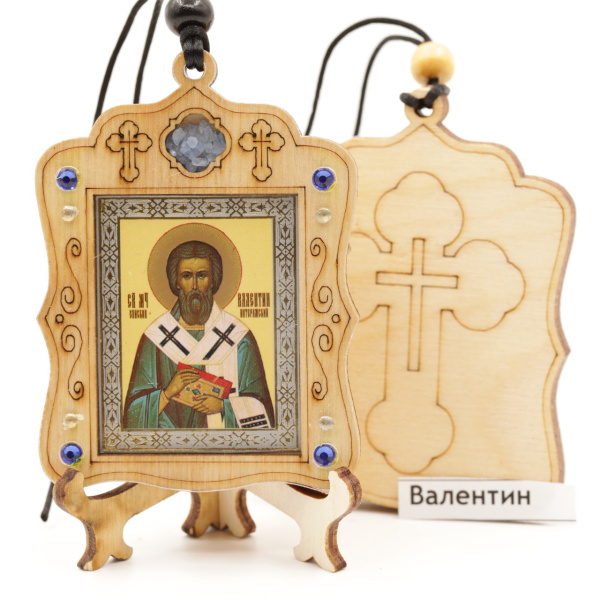 Авто икона (ERM) с подставкой 4х3,5см, Валентин