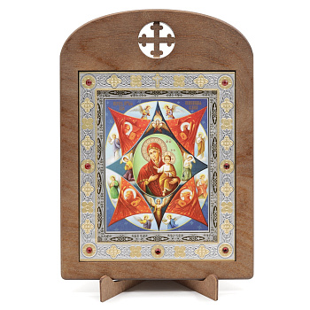 Икона 11x13 (ERM) деревянная, вставка металл, Неопалимая Купина