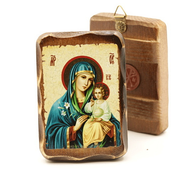 Икона 7х10 (ERM) деревянная под старину, Неувядаемый цвет