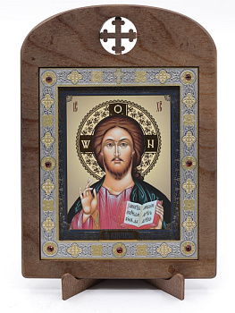 Икона 11x13 (ERM) деревянная, вставка металл, Спаситель №4