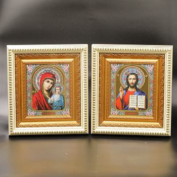 КИОТЫ 15x18 (VAN) ПЛАСТИК БЕЛЫЙ, ЗОЛОТОЙ Широкий багет, ПАРА №1 (красн)