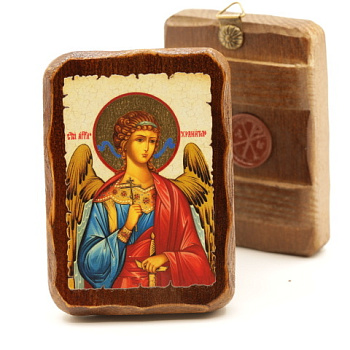 Икона 7х10 (ERM) деревянная под старину, Ангел Хранитель