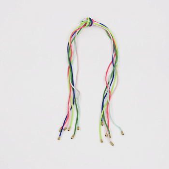 Гайтан шелк гладкий толстый, застежка винт, ЦВЕТНОЙ МИКС (60см)