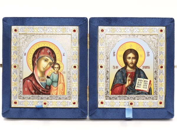 Складень (ERM) 11х13  бархат Вставка металл со стразами, СИНИЙ №10