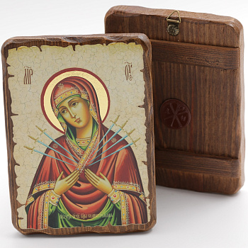 Икона 13x17 (ERM) деревянная под старину, Семистрельная 1