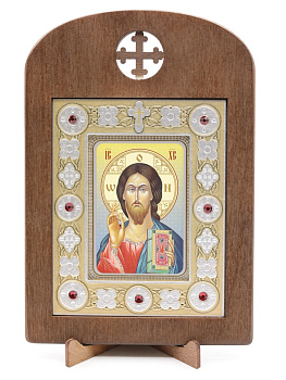 Икона 6x9 (ERM) деревянная, вставка металл, Спаситель 3