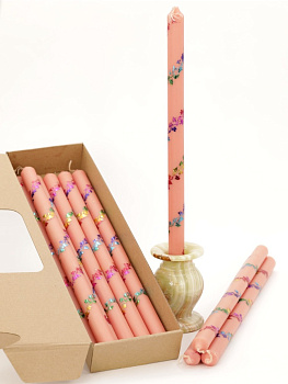 Свечи праздничные №4 (уп 10шт), РОЗОВЫЕ (Радужная лоза)