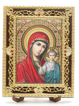 Икона 17x22 (ERM) на планшете, ЗОЛОТОЙ АЖУР, Казанская №14